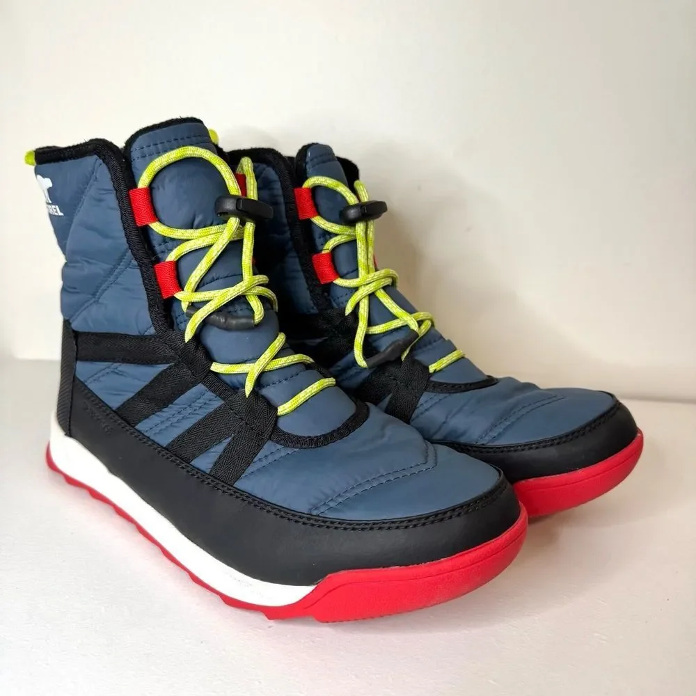 Sorel Whitney II Kids/Boys Snow Boots - Blue and Red | Size 7